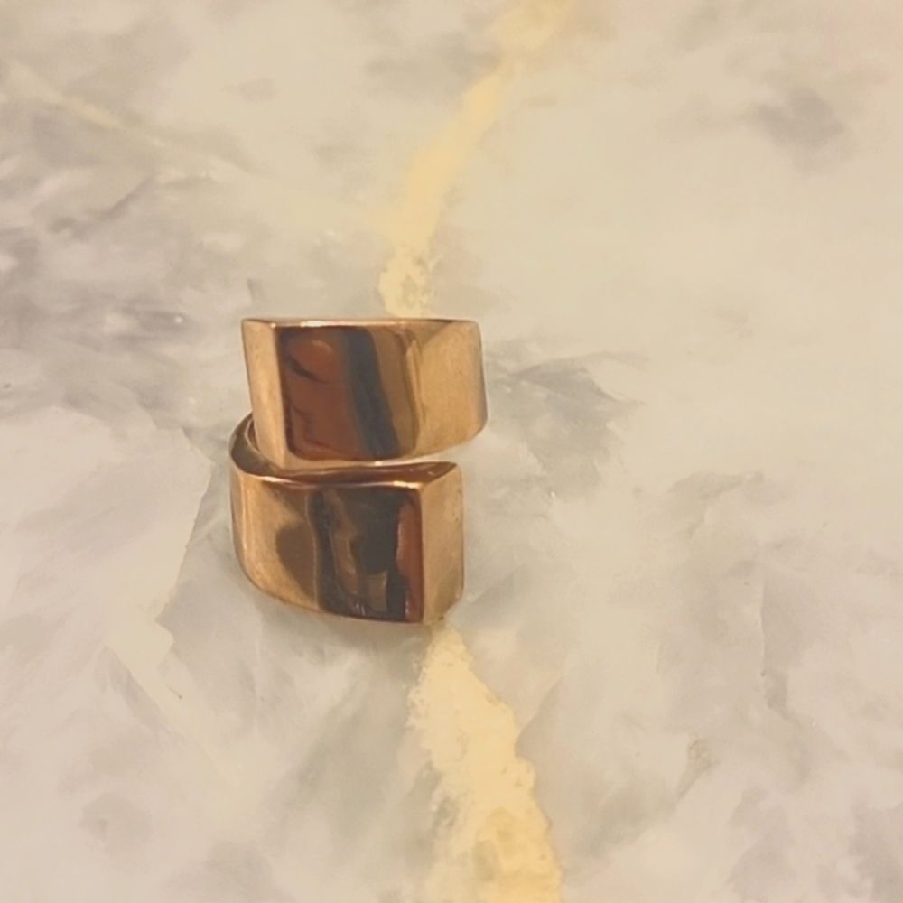 NEW Jules Smith Americana Punk 14KT Gold Chunky Boho Wrap Sculptural Wrap Ring 7